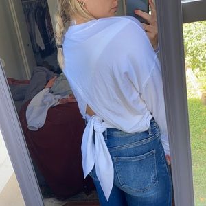 Athleta Crop Tie Back Sweatshirt